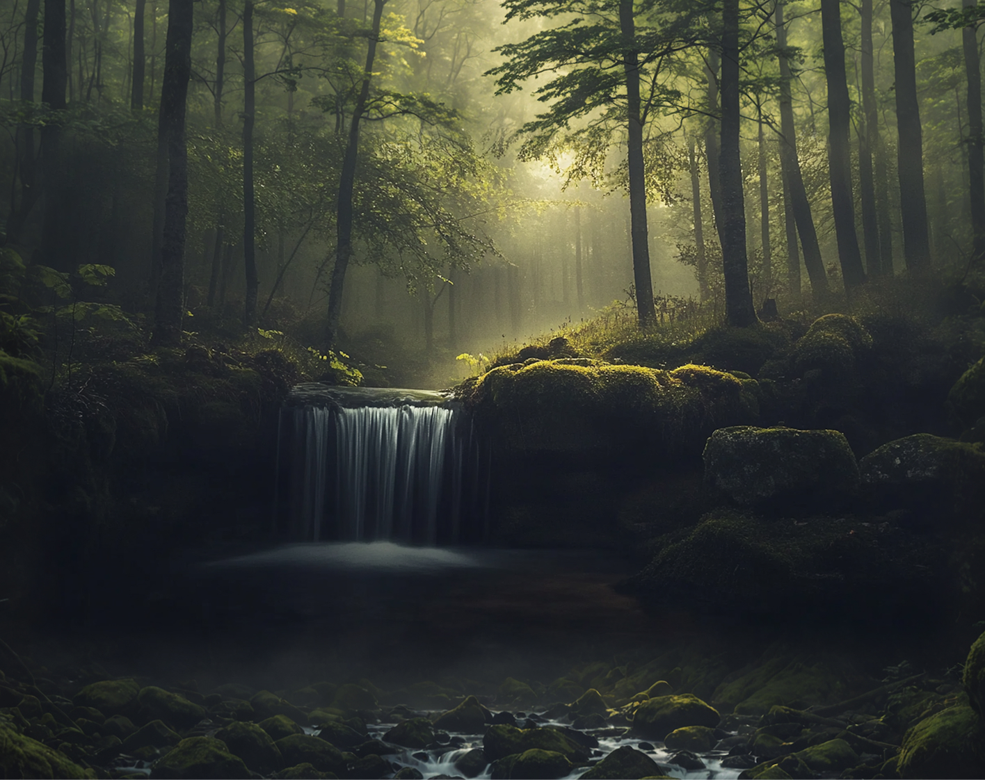 Waterfall flowing through a protected headwater forest