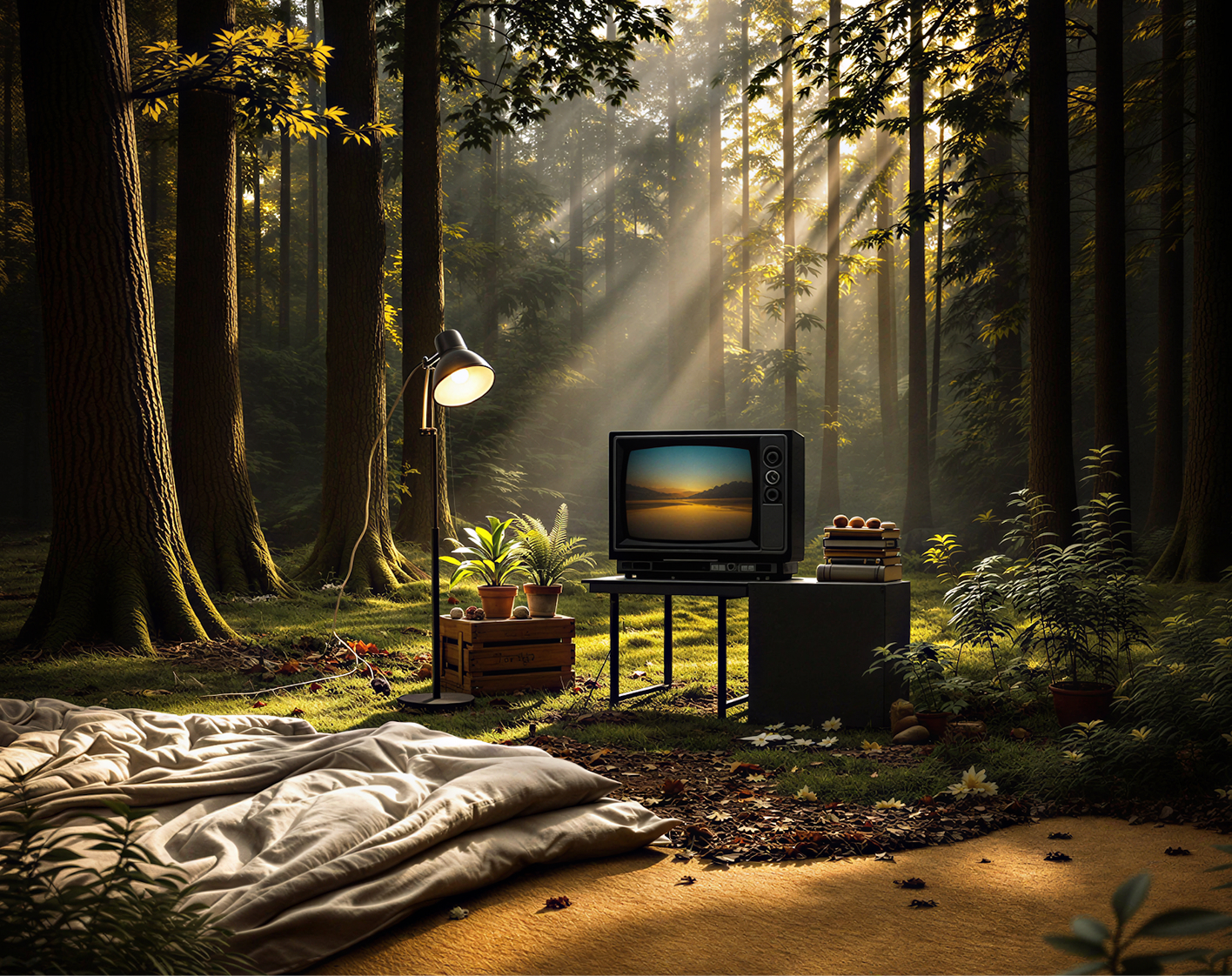 Community forest stewardship site in a sunlit woodland